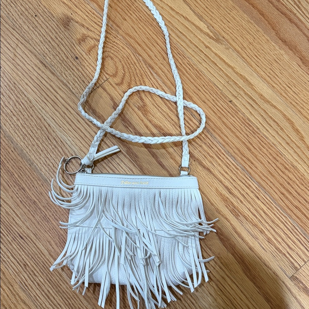 New H&M fringe Follow Your Heart crossbody purse bag